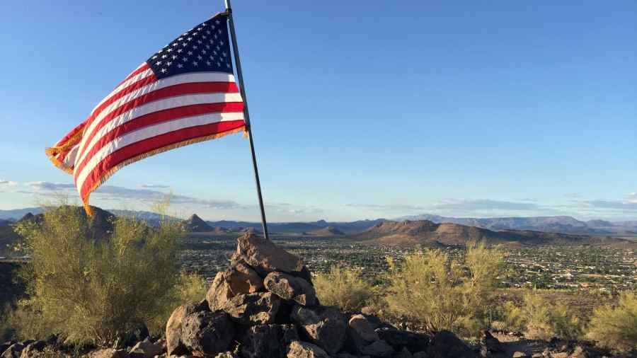 American flag in desert