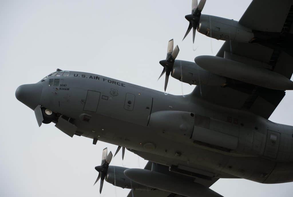 BogiDope, a C-130 executes a takeoff.