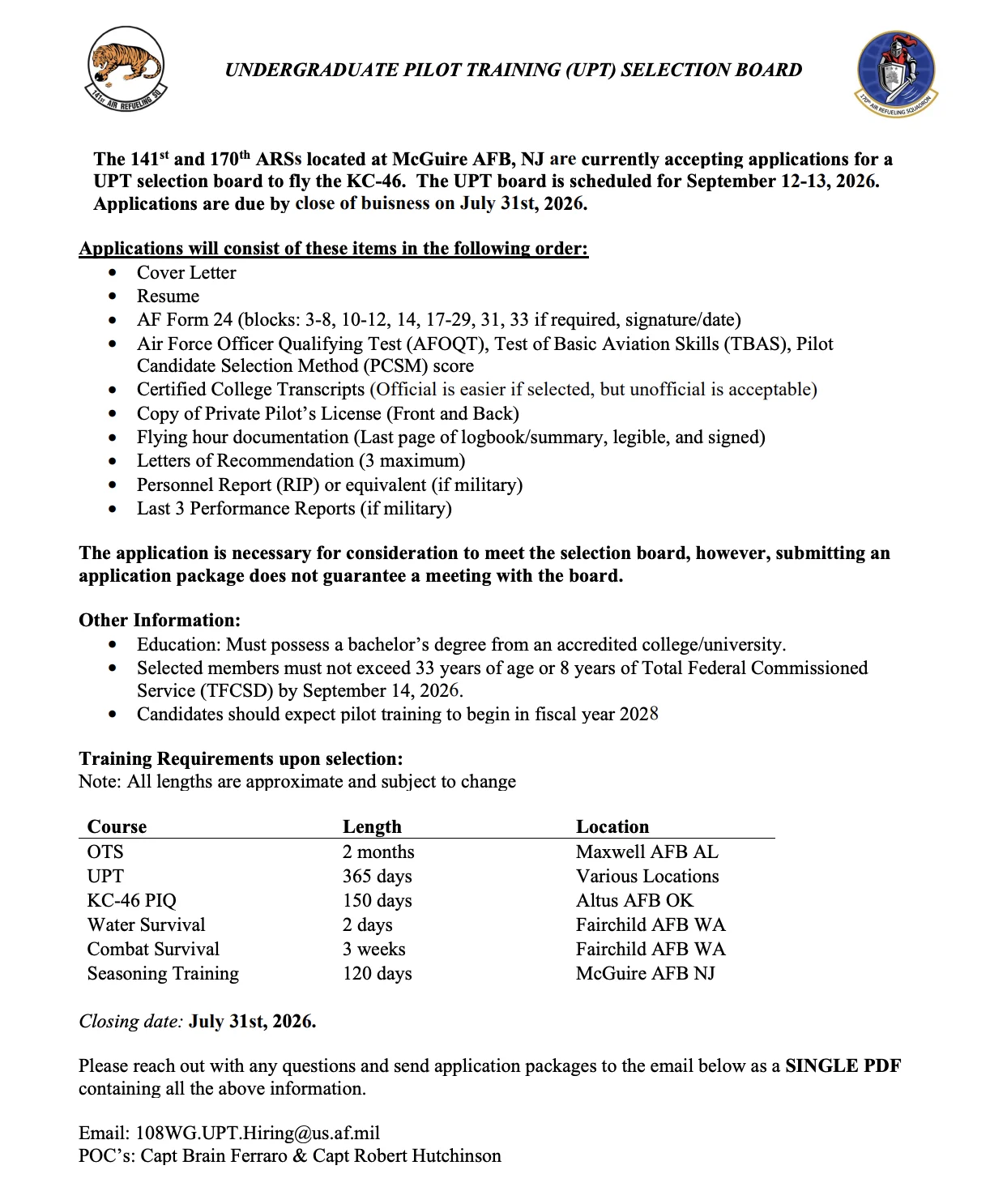 New KC-46 UPT Announcement!