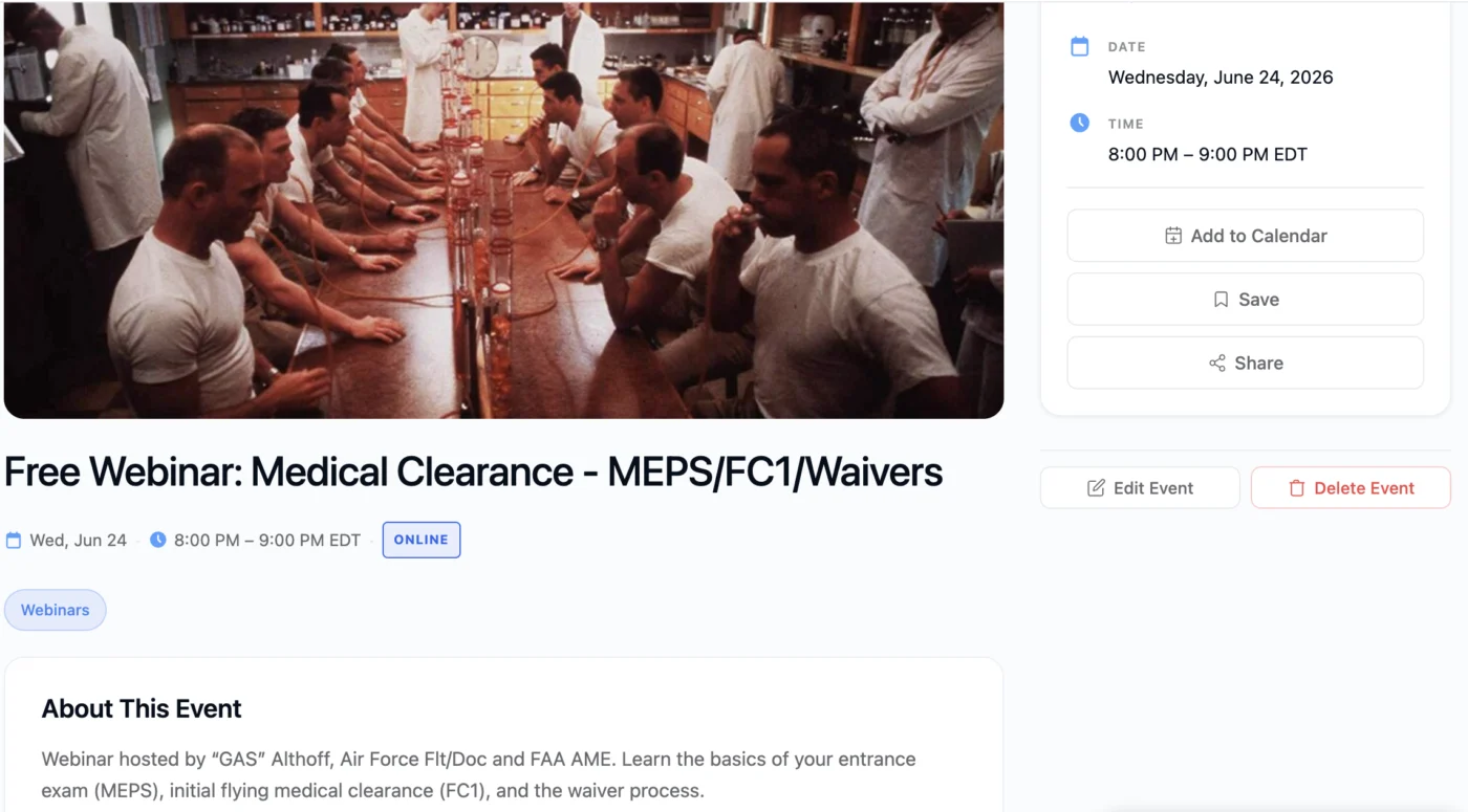 UPDATED WITH LINK INFORMATION......Free Webinar: Medical Clearance - MEPS/FC1/Waiver